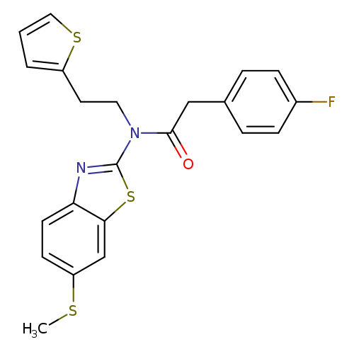 2-(4-fluorophenyl)-N-[6-(methylsulfanyl)-1,3-benzothiazol-2-yl]-N-[2-(thiophen-2-yl)ethyl]acetamide