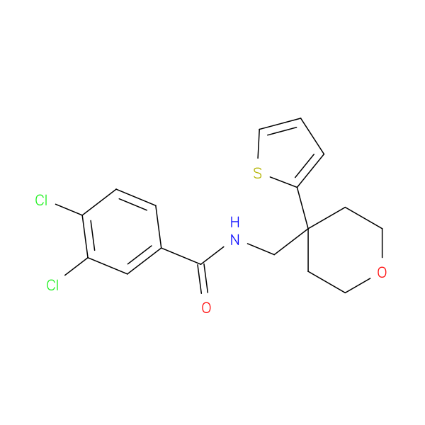 3,4-dichloro-N-{[4-(thiophen-2-yl)oxan-4-yl]methyl}benzamide