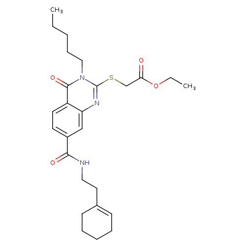 ethyl 2-[(7-{[2-(cyclohex-1-en-1-yl)ethyl]carbamoyl}-4-oxo-3-pentyl-3,4-dihydroquinazolin-2-yl)sulfanyl]acetate