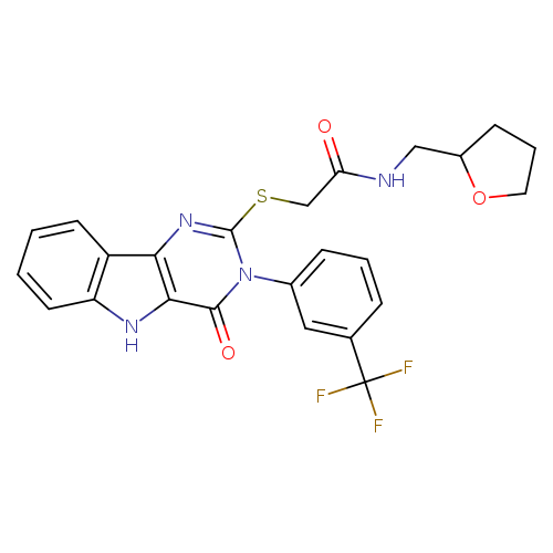 2-({4-oxo-3-[3-(trifluoromethyl)phenyl]-3H,4H,5H-pyrimido[5,4-b]indol-2-yl}sulfanyl)-N-[(oxolan-2-yl)methyl]acetamide