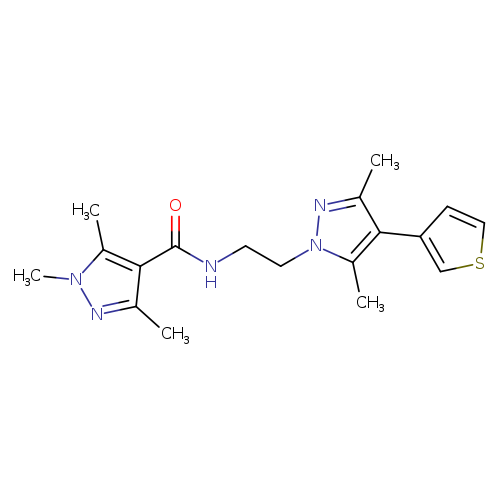 N-{2-[3,5-dimethyl-4-(thiophen-3-yl)-1H-pyrazol-1-yl]ethyl}-1,3,5-trimethyl-1H-pyrazole-4-carboxamide