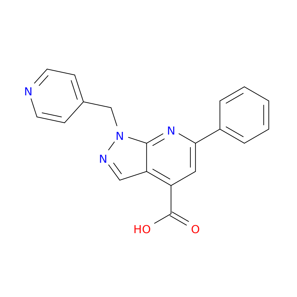 6-phenyl-1-[(pyridin-4-yl)methyl]-1H-pyrazolo[3,4-b]pyridine-4-carboxylic acid