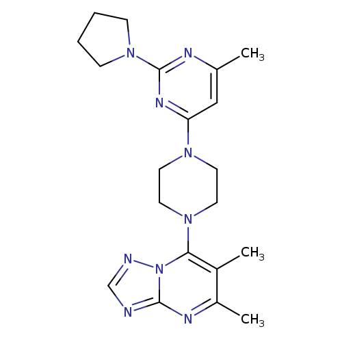 4-(4-{5,6-dimethyl-[1,2,4]triazolo[1,5-a]pyrimidin-7-yl}piperazin-1-yl)-6-methyl-2-(pyrrolidin-1-yl)pyrimidine