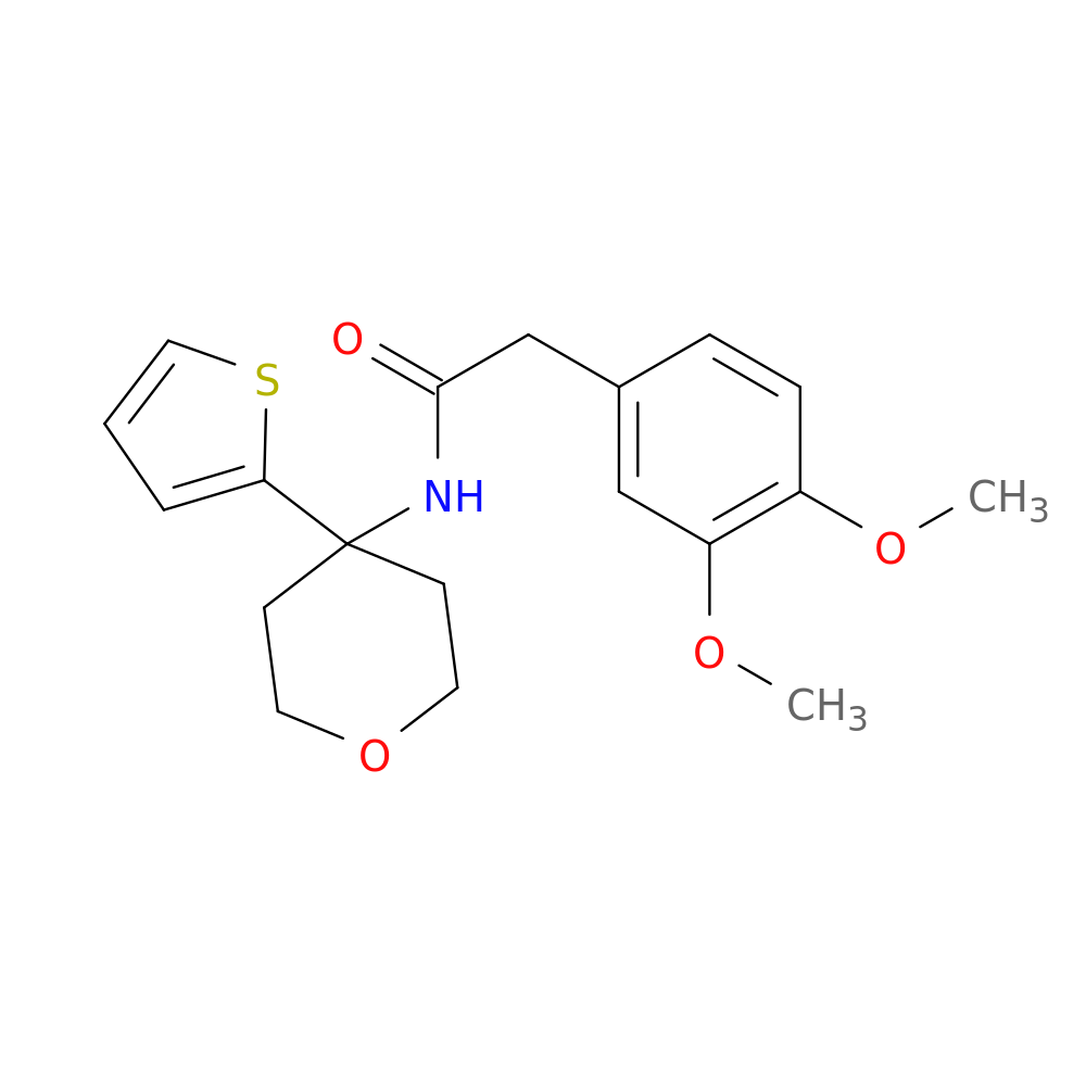 2-(3,4-dimethoxyphenyl)-N-[4-(thiophen-2-yl)oxan-4-yl]acetamide