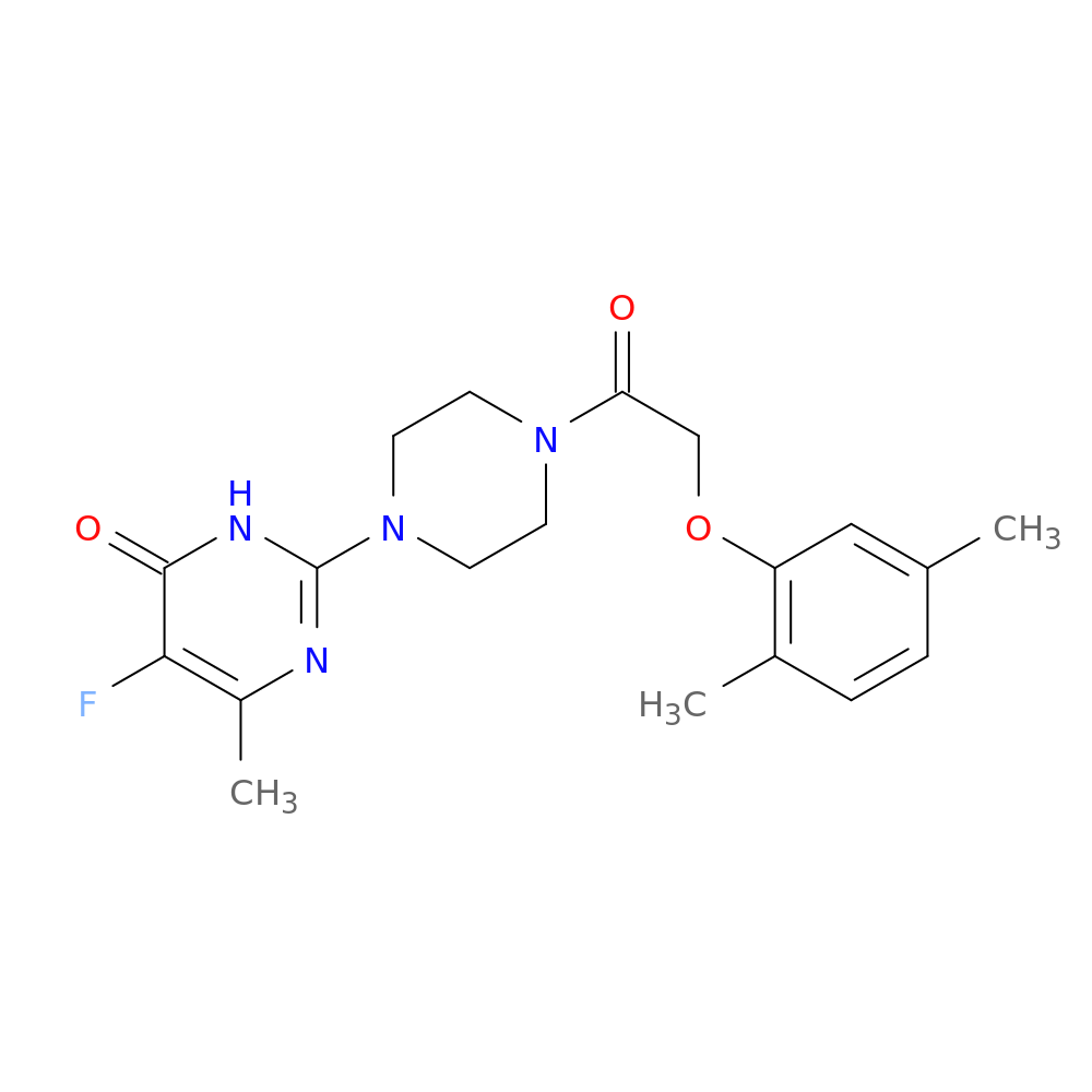 2-{4-[2-(2,5-dimethylphenoxy)acetyl]piperazin-1-yl}-5-fluoro-6-methyl-3,4-dihydropyrimidin-4-one