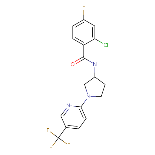 2-chloro-4-fluoro-N-{1-[5-(trifluoromethyl)pyridin-2-yl]pyrrolidin-3-yl}benzamide