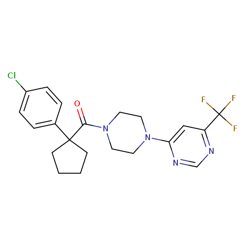 4-{4-[1-(4-chlorophenyl)cyclopentanecarbonyl]piperazin-1-yl}-6-(trifluoromethyl)pyrimidine