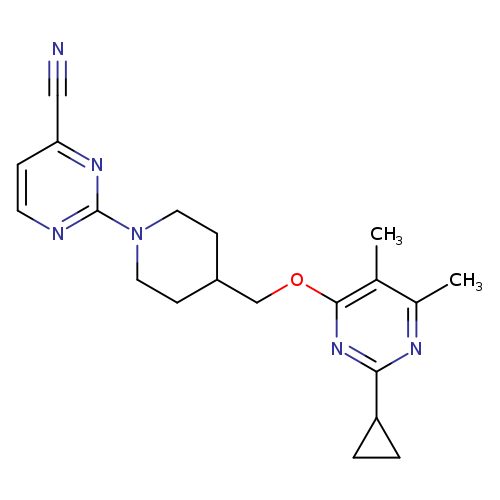 2-(4-{[(2-cyclopropyl-5,6-dimethylpyrimidin-4-yl)oxy]methyl}piperidin-1-yl)pyrimidine-4-carbonitrile