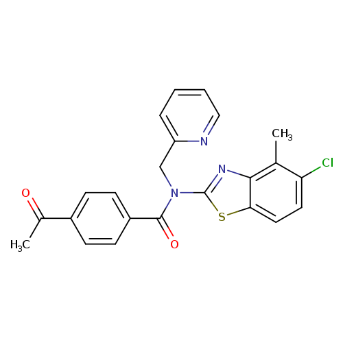 4-acetyl-N-(5-chloro-4-methyl-1,3-benzothiazol-2-yl)-N-[(pyridin-2-yl)methyl]benzamide