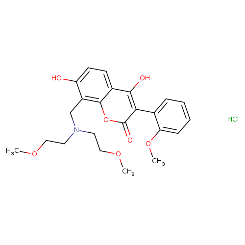8-{[bis(2-methoxyethyl)amino]methyl}-4,7-dihydroxy-3-(2-methoxyphenyl)-2H-chromen-2-one hydrochloride