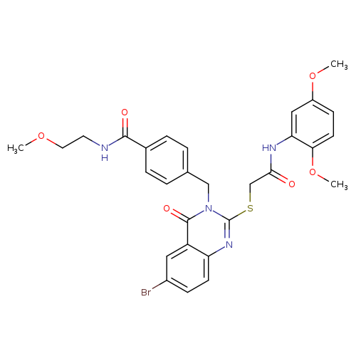 4-{[6-bromo-2-({[(2,5-dimethoxyphenyl)carbamoyl]methyl}sulfanyl)-4-oxo-3,4-dihydroquinazolin-3-yl]methyl}-N-(2-methoxyethyl)benzamide