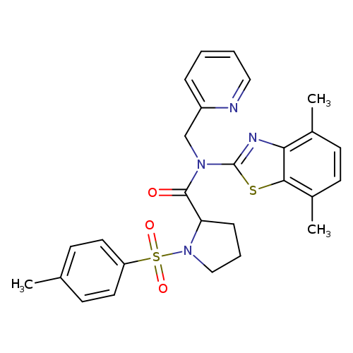 N-(4,7-dimethyl-1,3-benzothiazol-2-yl)-1-(4-methylbenzenesulfonyl)-N-[(pyridin-2-yl)methyl]pyrrolidine-2-carboxamide