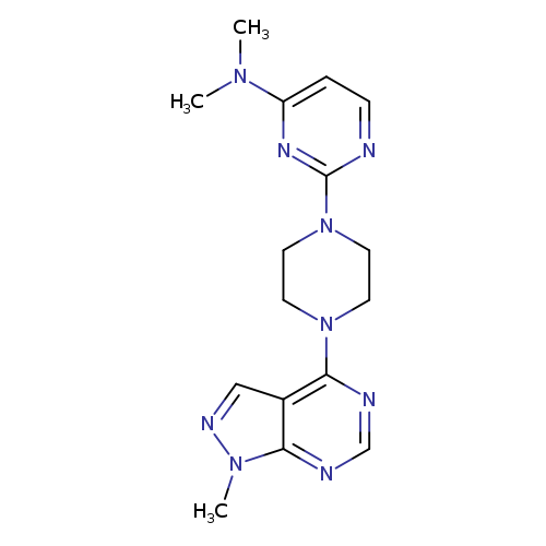 N,N-dimethyl-2-(4-{1-methyl-1H-pyrazolo[3,4-d]pyrimidin-4-yl}piperazin-1-yl)pyrimidin-4-amine