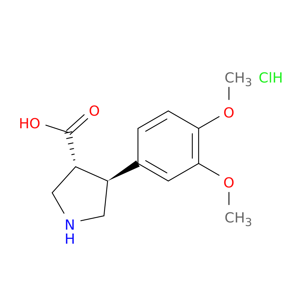 (3R,4S)-rel-4-(3,4-Dimethoxyphenyl)pyrrolidine-3-carboxylic acid hydrochloride