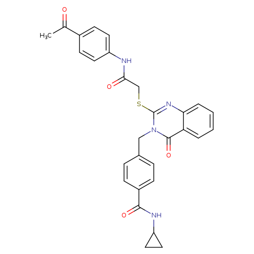 4-{[2-({[(4-acetylphenyl)carbamoyl]methyl}sulfanyl)-4-oxo-3,4-dihydroquinazolin-3-yl]methyl}-N-cyclopropylbenzamide