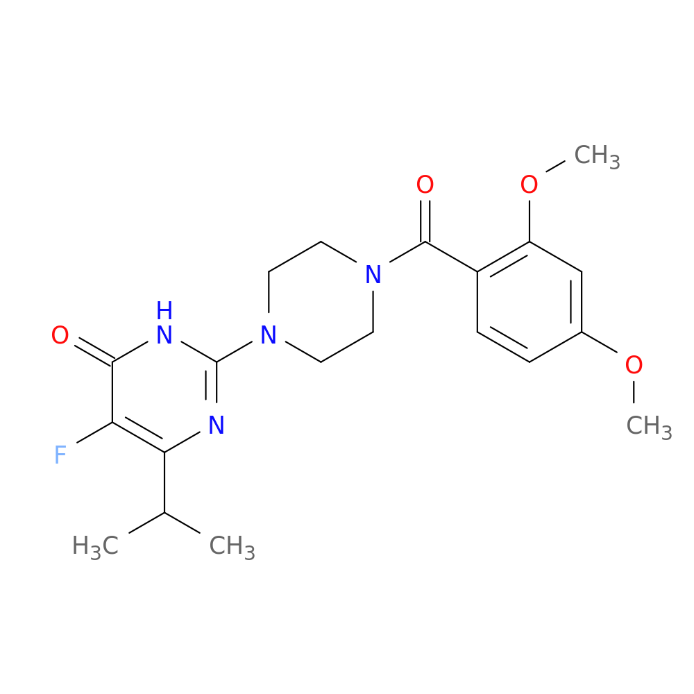 2-[4-(2,4-dimethoxybenzoyl)piperazin-1-yl]-5-fluoro-6-(propan-2-yl)-3,4-dihydropyrimidin-4-one