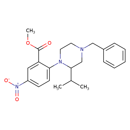 methyl 2-[4-benzyl-2-(propan-2-yl)piperazin-1-yl]-5-nitrobenzoate