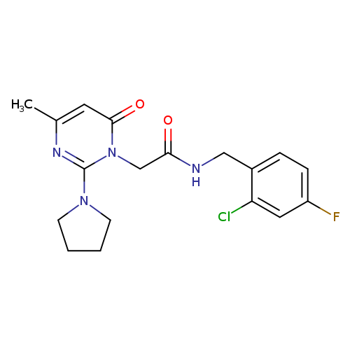N-[(2-chloro-4-fluorophenyl)methyl]-2-[4-methyl-6-oxo-2-(pyrrolidin-1-yl)-1,6-dihydropyrimidin-1-yl]acetamide