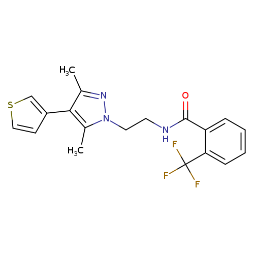 N-{2-[3,5-dimethyl-4-(thiophen-3-yl)-1H-pyrazol-1-yl]ethyl}-2-(trifluoromethyl)benzamide