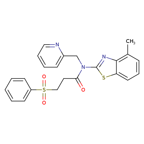 3-(benzenesulfonyl)-N-(4-methyl-1,3-benzothiazol-2-yl)-N-[(pyridin-2-yl)methyl]propanamide