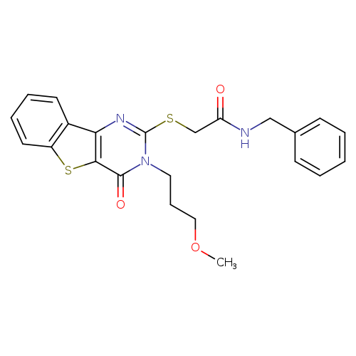 N-benzyl-2-{[5-(3-methoxypropyl)-6-oxo-8-thia-3,5-diazatricyclo[7.4.0.0^{2,7}]trideca-1(9),2(7),3,10,12-pentaen-4-yl]sulfanyl}acetamide