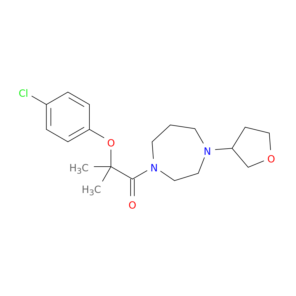 2-(4-chlorophenoxy)-2-methyl-1-[4-(oxolan-3-yl)-1,4-diazepan-1-yl]propan-1-one