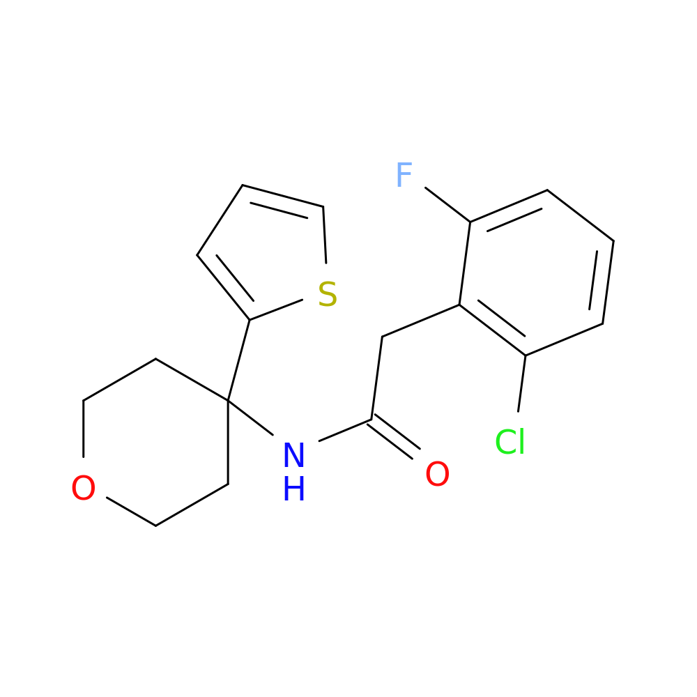 2-(2-chloro-6-fluorophenyl)-N-[4-(thiophen-2-yl)oxan-4-yl]acetamide