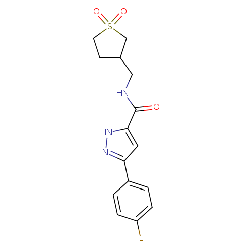 N-[(1,1-dioxo-1lambda6-thiolan-3-yl)methyl]-3-(4-fluorophenyl)-1H-pyrazole-5-carboxamide