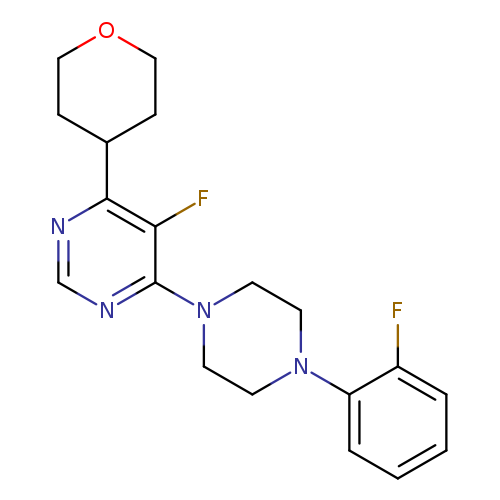 5-fluoro-4-[4-(2-fluorophenyl)piperazin-1-yl]-6-(oxan-4-yl)pyrimidine