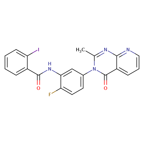 N-(2-fluoro-5-{2-methyl-4-oxo-3H,4H-pyrido[2,3-d]pyrimidin-3-yl}phenyl)-2-iodobenzamide