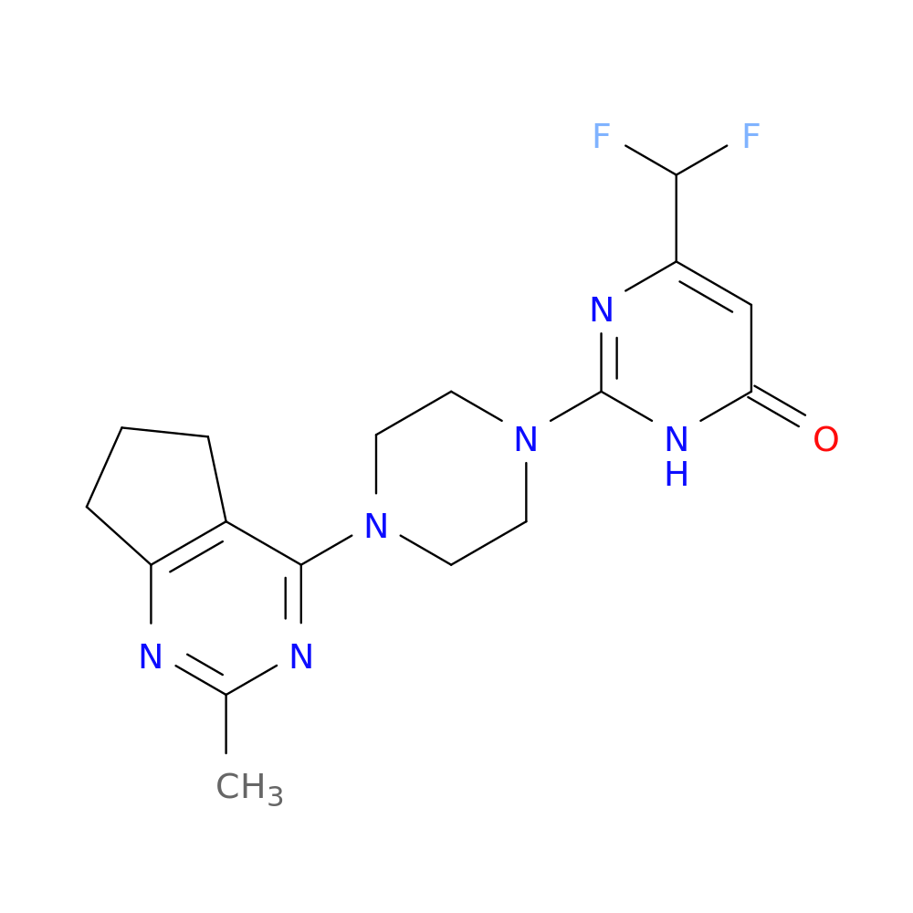 6-(difluoromethyl)-2-(4-{2-methyl-5H,6H,7H-cyclopenta[d]pyrimidin-4-yl}piperazin-1-yl)-3,4-dihydropyrimidin-4-one