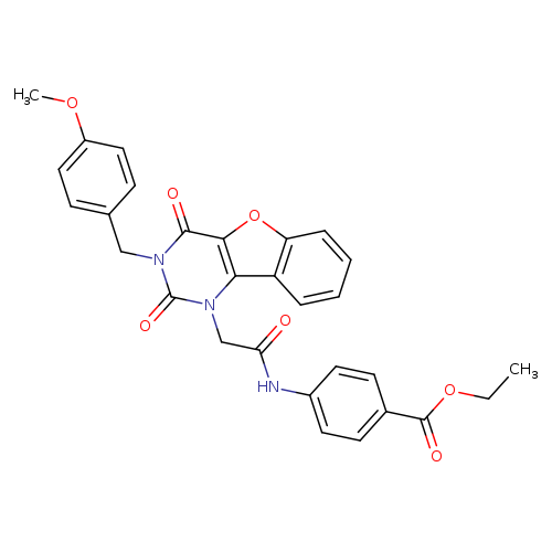 ethyl 4-(2-{5-[(4-methoxyphenyl)methyl]-4,6-dioxo-8-oxa-3,5-diazatricyclo[7.4.0.0^{2,7}]trideca-1(9),2(7),10,12-tetraen-3-yl}acetamido)benzoate