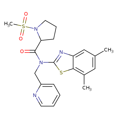N-(5,7-dimethyl-1,3-benzothiazol-2-yl)-1-methanesulfonyl-N-[(pyridin-2-yl)methyl]pyrrolidine-2-carboxamide