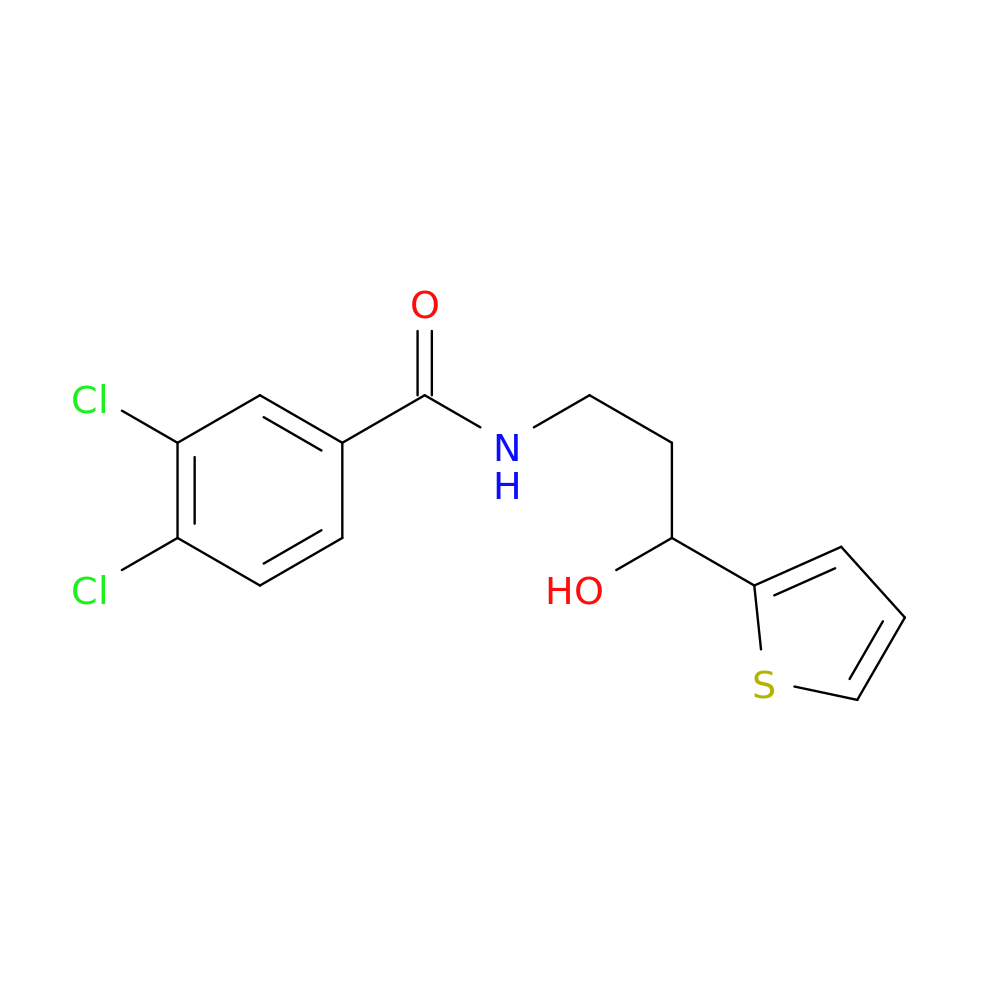 3,4-dichloro-N-[3-hydroxy-3-(thiophen-2-yl)propyl]benzamide