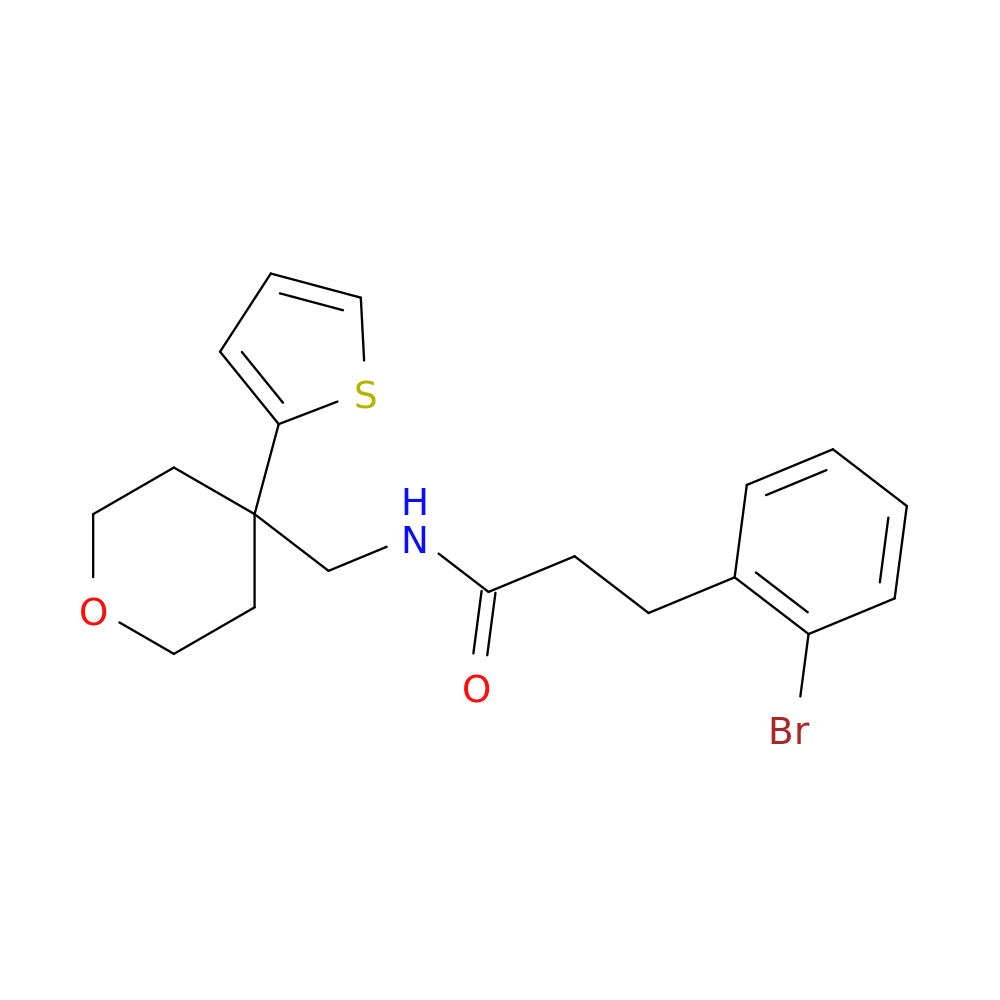 3-(2-bromophenyl)-N-{[4-(thiophen-2-yl)oxan-4-yl]methyl}propanamide