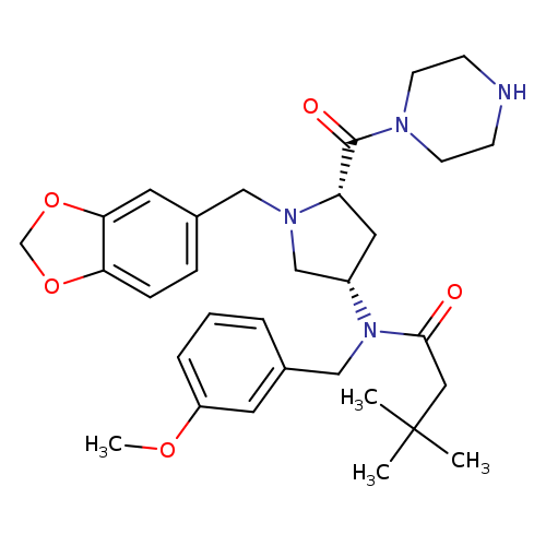 N-((3S,5S)-1-(Benzo[d][1,3]dioxol-5-ylmethyl)-5-(piperazine-1-carbonyl)pyrrolidin-3-yl)-N-(3-methoxybenzyl)-3,3-dimethylbutanamide