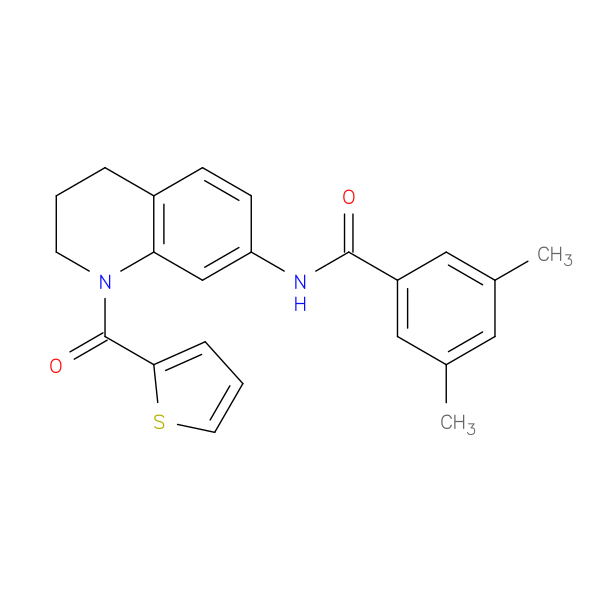 3,5-dimethyl-N-[1-(thiophene-2-carbonyl)-1,2,3,4-tetrahydroquinolin-7-yl]benzamide