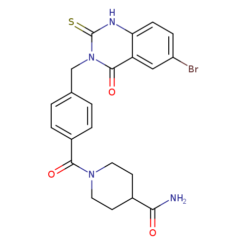 1-{4-[(6-bromo-4-oxo-2-sulfanylidene-1,2,3,4-tetrahydroquinazolin-3-yl)methyl]benzoyl}piperidine-4-carboxamide