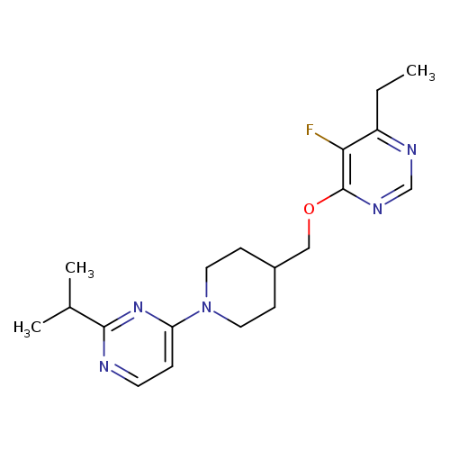 4-(4-{[(6-ethyl-5-fluoropyrimidin-4-yl)oxy]methyl}piperidin-1-yl)-2-(propan-2-yl)pyrimidine