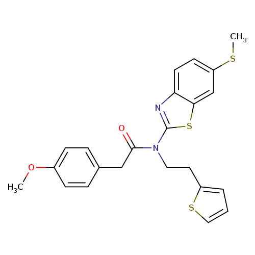 2-(4-methoxyphenyl)-N-[6-(methylsulfanyl)-1,3-benzothiazol-2-yl]-N-[2-(thiophen-2-yl)ethyl]acetamide