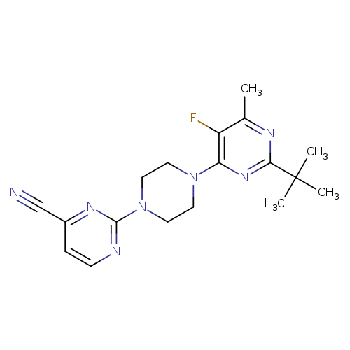 2-[4-(2-tert-butyl-5-fluoro-6-methylpyrimidin-4-yl)piperazin-1-yl]pyrimidine-4-carbonitrile