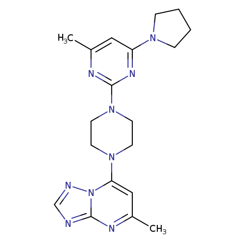 4-methyl-2-(4-{5-methyl-[1,2,4]triazolo[1,5-a]pyrimidin-7-yl}piperazin-1-yl)-6-(pyrrolidin-1-yl)pyrimidine