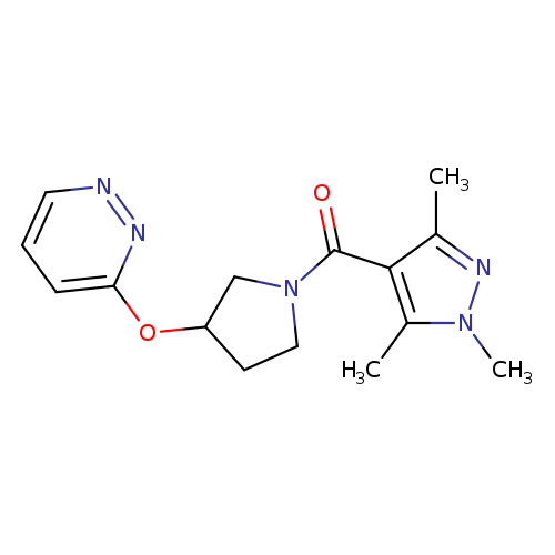 3-{[1-(1,3,5-trimethyl-1H-pyrazole-4-carbonyl)pyrrolidin-3-yl]oxy}pyridazine