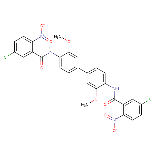5-chloro-N-[4'-(5-chloro-2-nitrobenzamido)-3,3'-dimethoxy-[1,1'-biphenyl]-4-yl]-2-nitrobenzamide