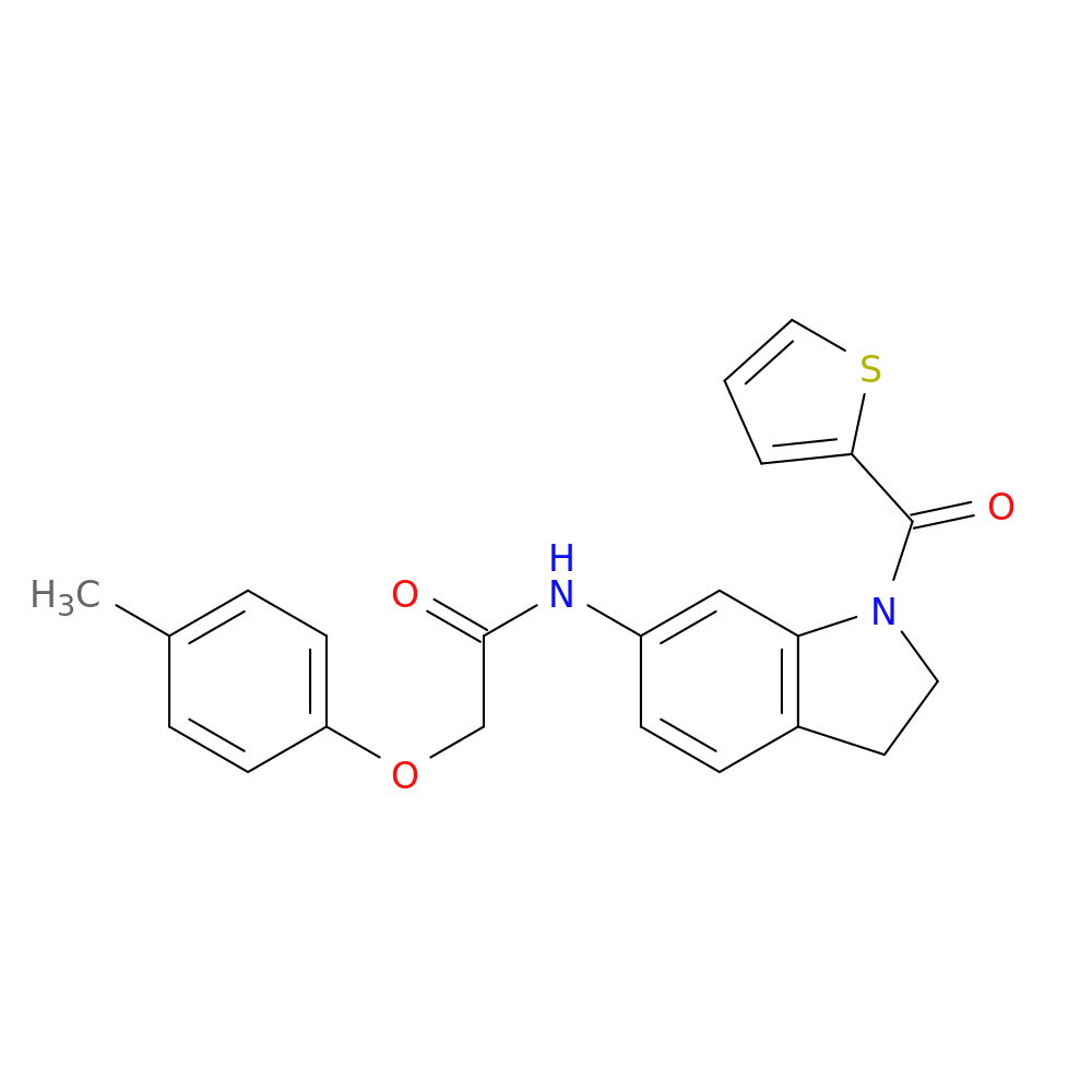 2-(4-methylphenoxy)-N-[1-(thiophene-2-carbonyl)-2,3-dihydro-1H-indol-6-yl]acetamide