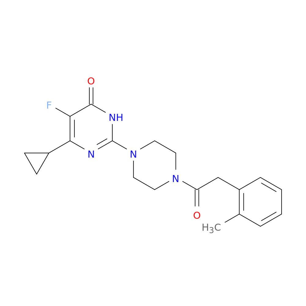 6-cyclopropyl-5-fluoro-2-{4-[2-(2-methylphenyl)acetyl]piperazin-1-yl}-3,4-dihydropyrimidin-4-one