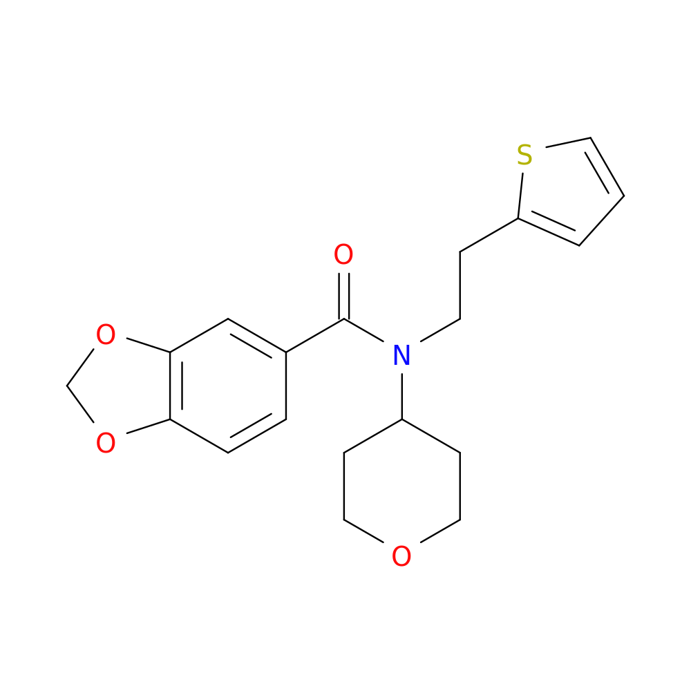 N-(oxan-4-yl)-N-[2-(thiophen-2-yl)ethyl]-2H-1,3-benzodioxole-5-carboxamide