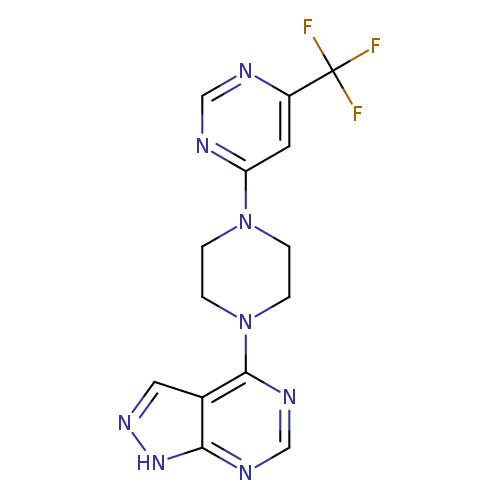 4-(4-{1H-pyrazolo[3,4-d]pyrimidin-4-yl}piperazin-1-yl)-6-(trifluoromethyl)pyrimidine