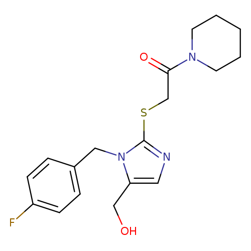 2-({1-[(4-fluorophenyl)methyl]-5-(hydroxymethyl)-1H-imidazol-2-yl}sulfanyl)-1-(piperidin-1-yl)ethan-1-one