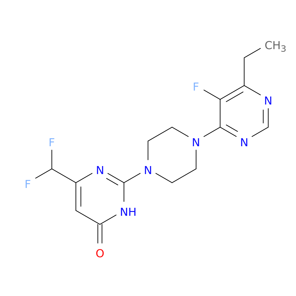 6-(difluoromethyl)-2-[4-(6-ethyl-5-fluoropyrimidin-4-yl)piperazin-1-yl]-3,4-dihydropyrimidin-4-one